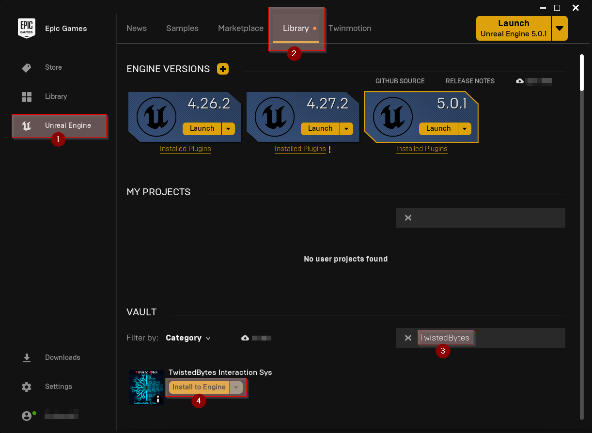 Plugin installation using the Epic Games Launcher